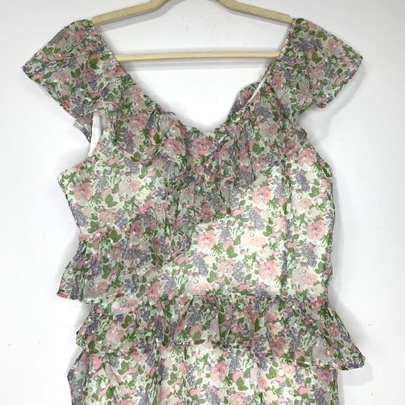 NWT SENLIS Aria Floral Fruit Ruffle Sleeveless Mini Dress Sz XL - Picture 4 of 9